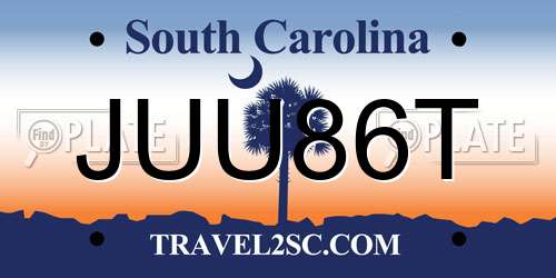 JUU86T South Carolina License Plate