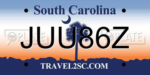 JUU86Z South Carolina License Plate