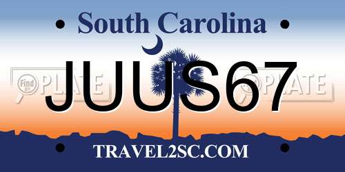 JUUS67 South Carolina License Plate