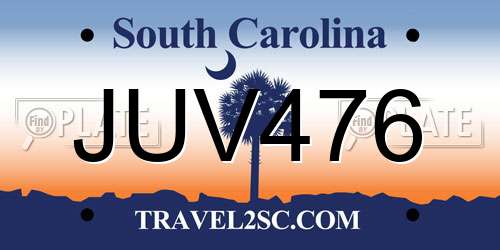 JUV476 South Carolina License Plate