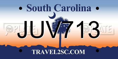 JUV713 South Carolina License Plate