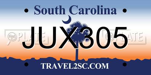 JUX305 South Carolina License Plate