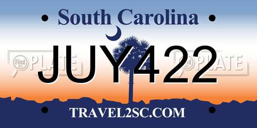 JUY422 South Carolina License Plate