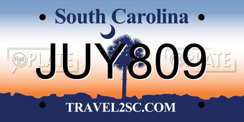 JUY809 South Carolina License Plate