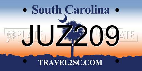 JUZ209 South Carolina License Plate