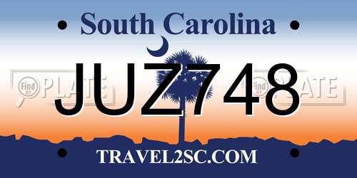 JUZ748 South Carolina License Plate
