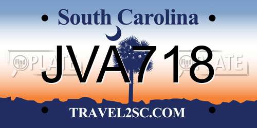 JVA718 South Carolina License Plate
