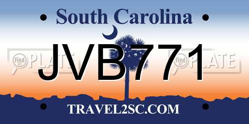 JVB771 South Carolina License Plate