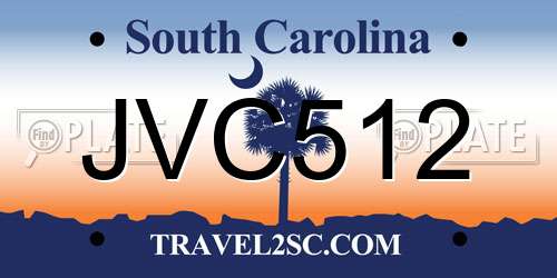JVC512 South Carolina License Plate