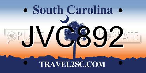 JVC892 South Carolina License Plate