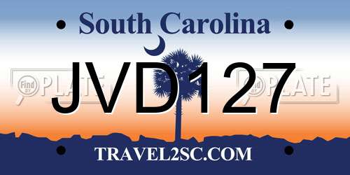 JVD127 South Carolina License Plate