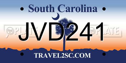 JVD241 South Carolina License Plate
