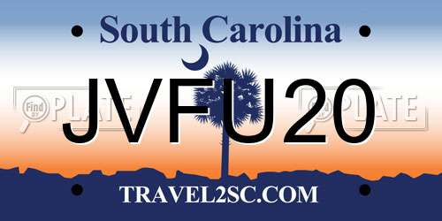JVFU20 South Carolina License Plate