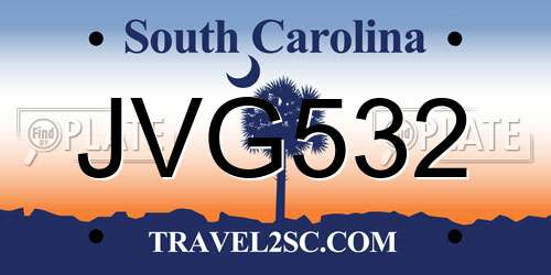 JVG532 South Carolina License Plate