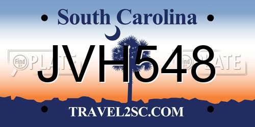 JVH548 South Carolina License Plate