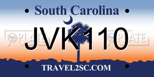 JVK110 South Carolina License Plate