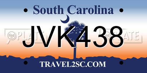 JVK438 South Carolina License Plate