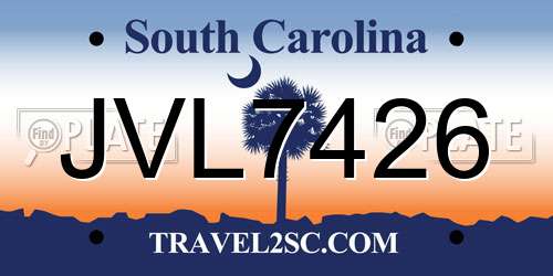 JVL7426 South Carolina License Plate