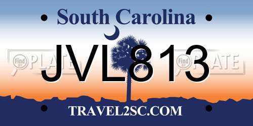 JVL813 South Carolina License Plate