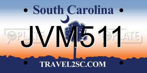 JVM511 South Carolina License Plate