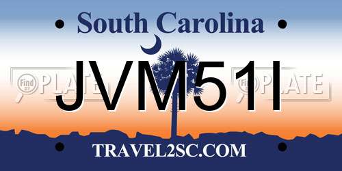 JVM51I South Carolina License Plate