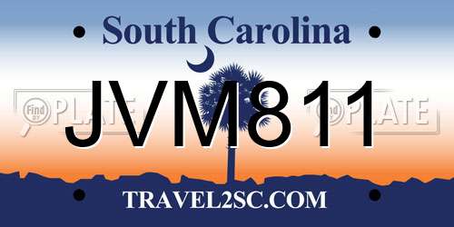 JVM811 South Carolina License Plate