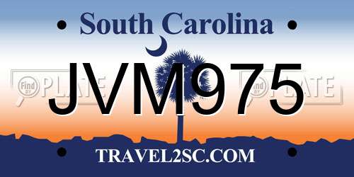JVM975 South Carolina License Plate