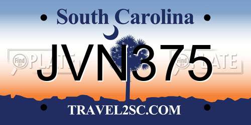 JVN375 South Carolina License Plate