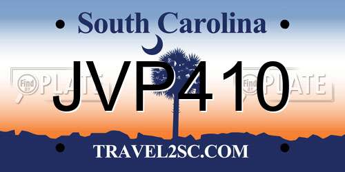 JVP410 South Carolina License Plate