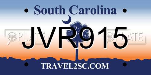 JVR915 South Carolina License Plate