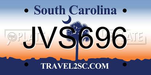 JVS696 South Carolina License Plate