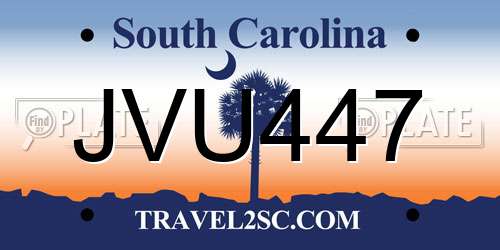 JVU447 South Carolina License Plate