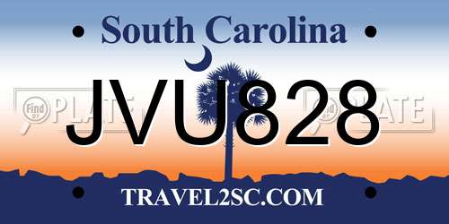 JVU828 South Carolina License Plate