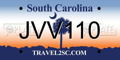 JVV110 South Carolina License Plate