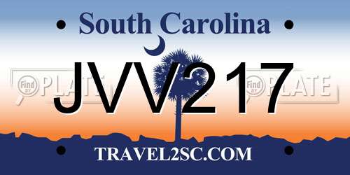JVV217 South Carolina License Plate