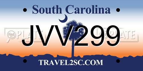JVV299 South Carolina License Plate