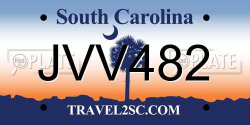 JVV482 South Carolina License Plate
