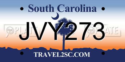 JVY273 South Carolina License Plate