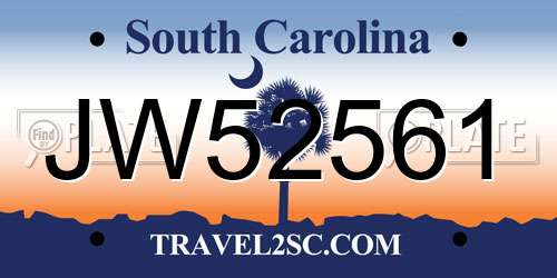 JW52561 South Carolina License Plate