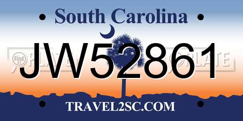 JW52861 South Carolina License Plate