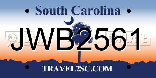JWB2561 South Carolina License Plate