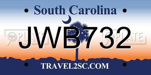 JWB732 South Carolina License Plate