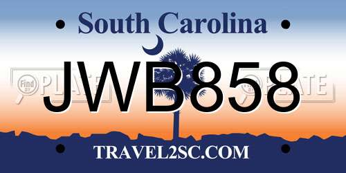 JWB858 South Carolina License Plate