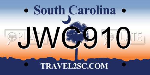 JWC910 South Carolina License Plate