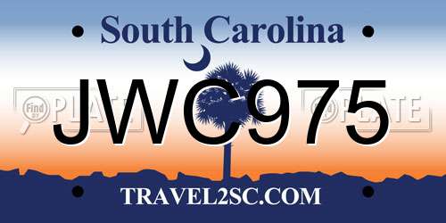 JWC975 South Carolina License Plate
