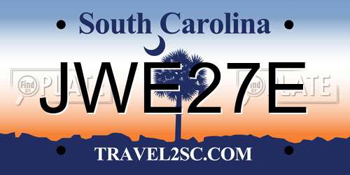 JWE27E South Carolina License Plate