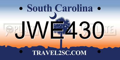 JWE430 South Carolina License Plate