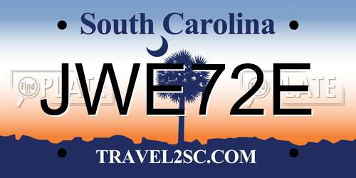 JWE72E South Carolina License Plate