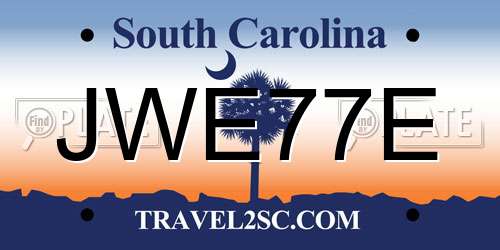 JWE77E South Carolina License Plate
