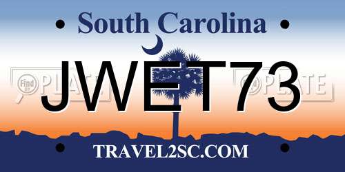 JWET73 South Carolina License Plate